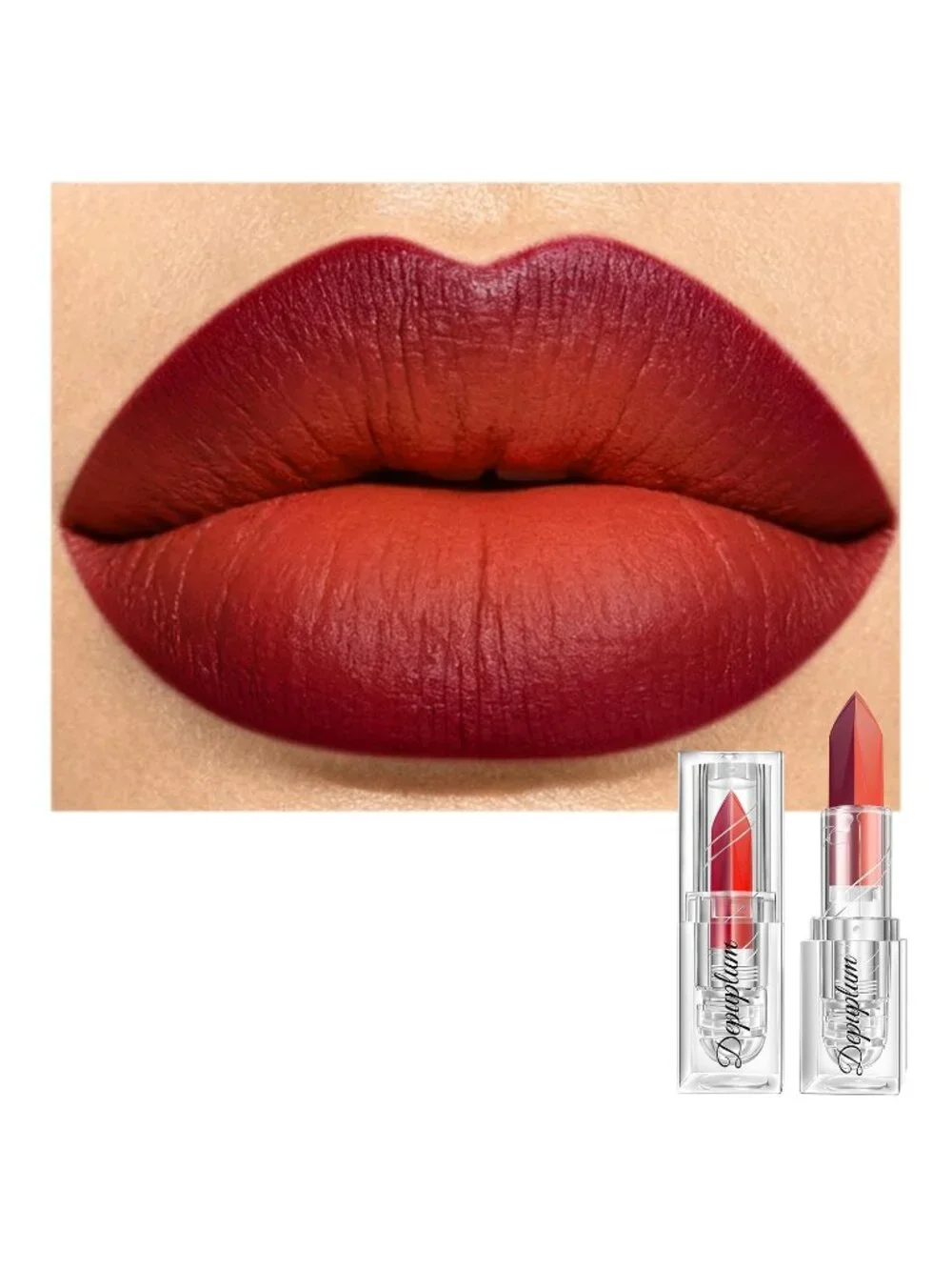 Women's F6 Burgundy Gradient Matte Lip Liner Combo Long Lasting Lip Stick Pencil